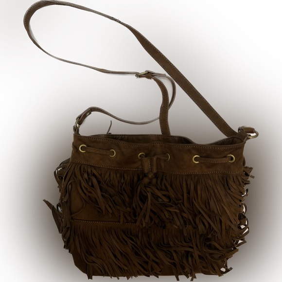 Express - Faux Suede Fringe Tassel Bag - Picture 2 of 5